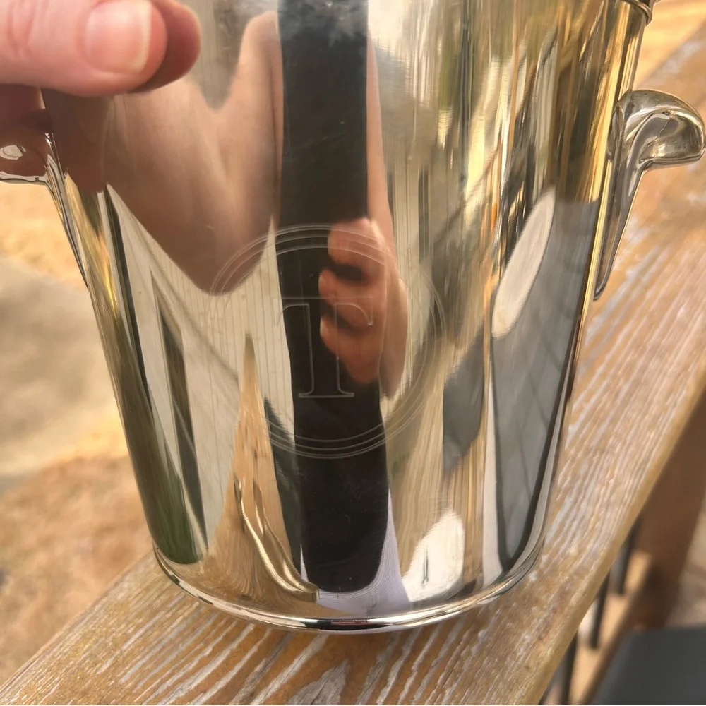 Pottery Barn Harrison Ice Bucket With Tongs‎ monogram T